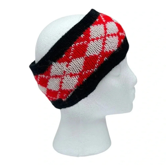Vintage Knit Reversible Headband Blue Red and White Unisex Ski Snowboarding Snow - Picture 1 of 7